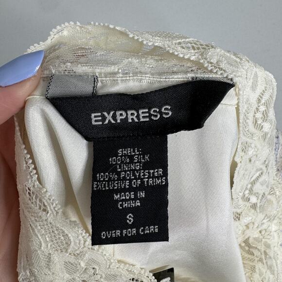 Vintage Express Skirt Womens Small Ivory Silk Paisley Mini Fairy Y2K Coquette - Picture 7 of 11